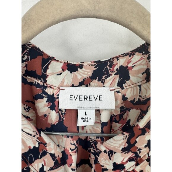 Evereve Floral Blouse Women Large Pink Half Button Prairie Bohemian Cottagecore - Picture 3 of 8